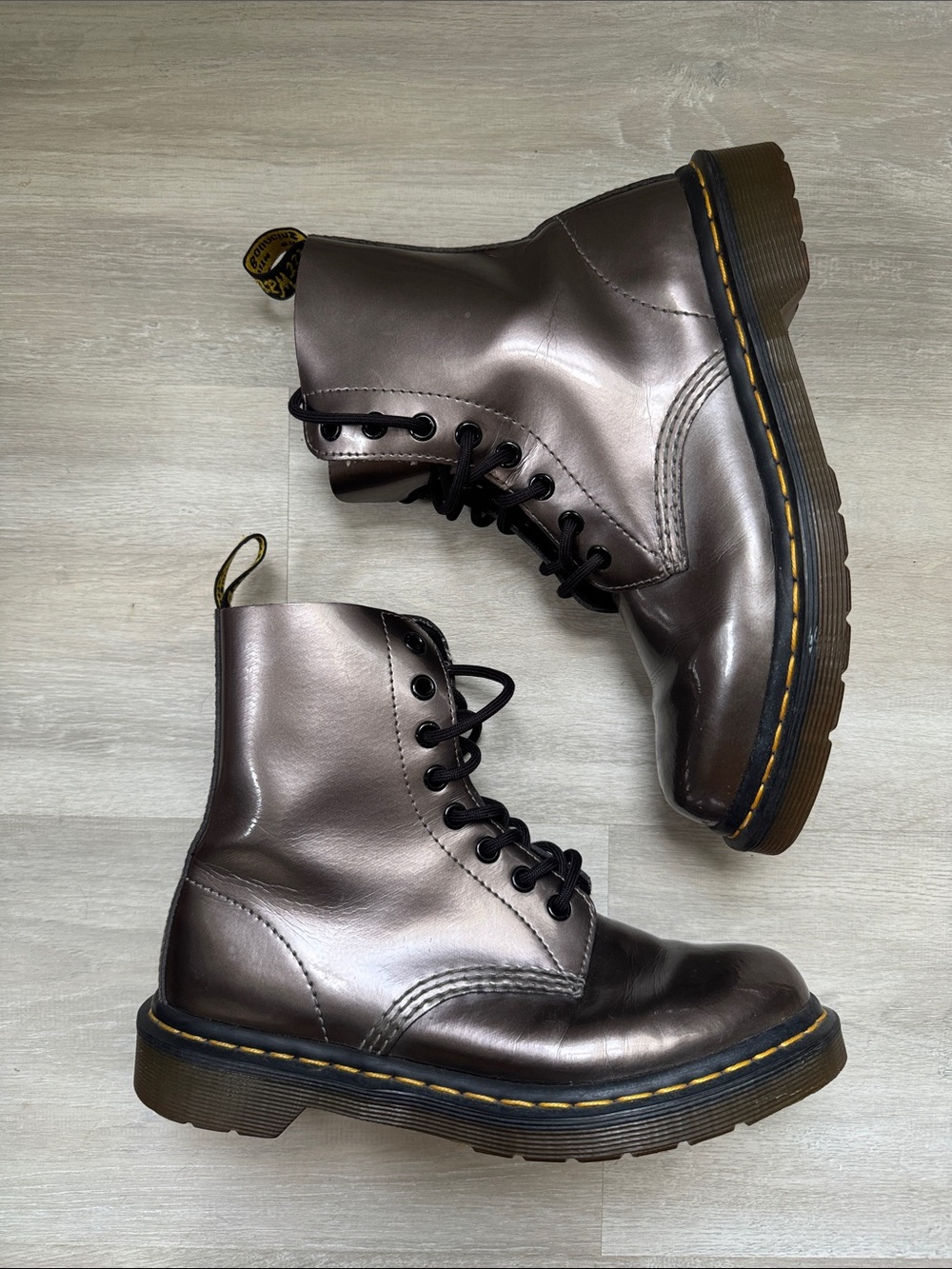 Doc Martens Pascal Bronze Metallic Brown Lace-Up Combat Boots